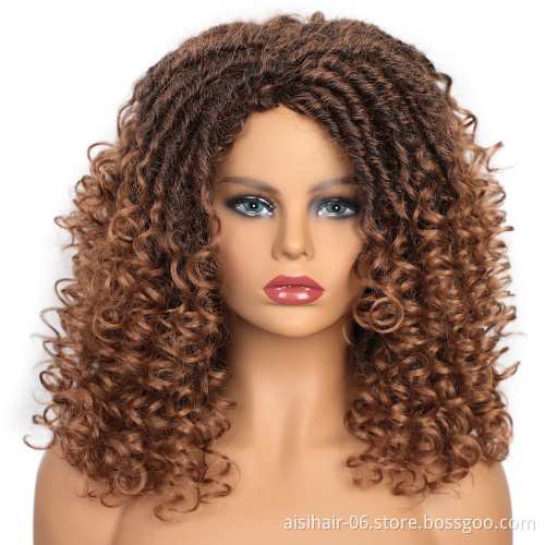 Curly color brown high quality heat resistant wigs wholesale vendors black women synthetic fiber hair wig none lace front